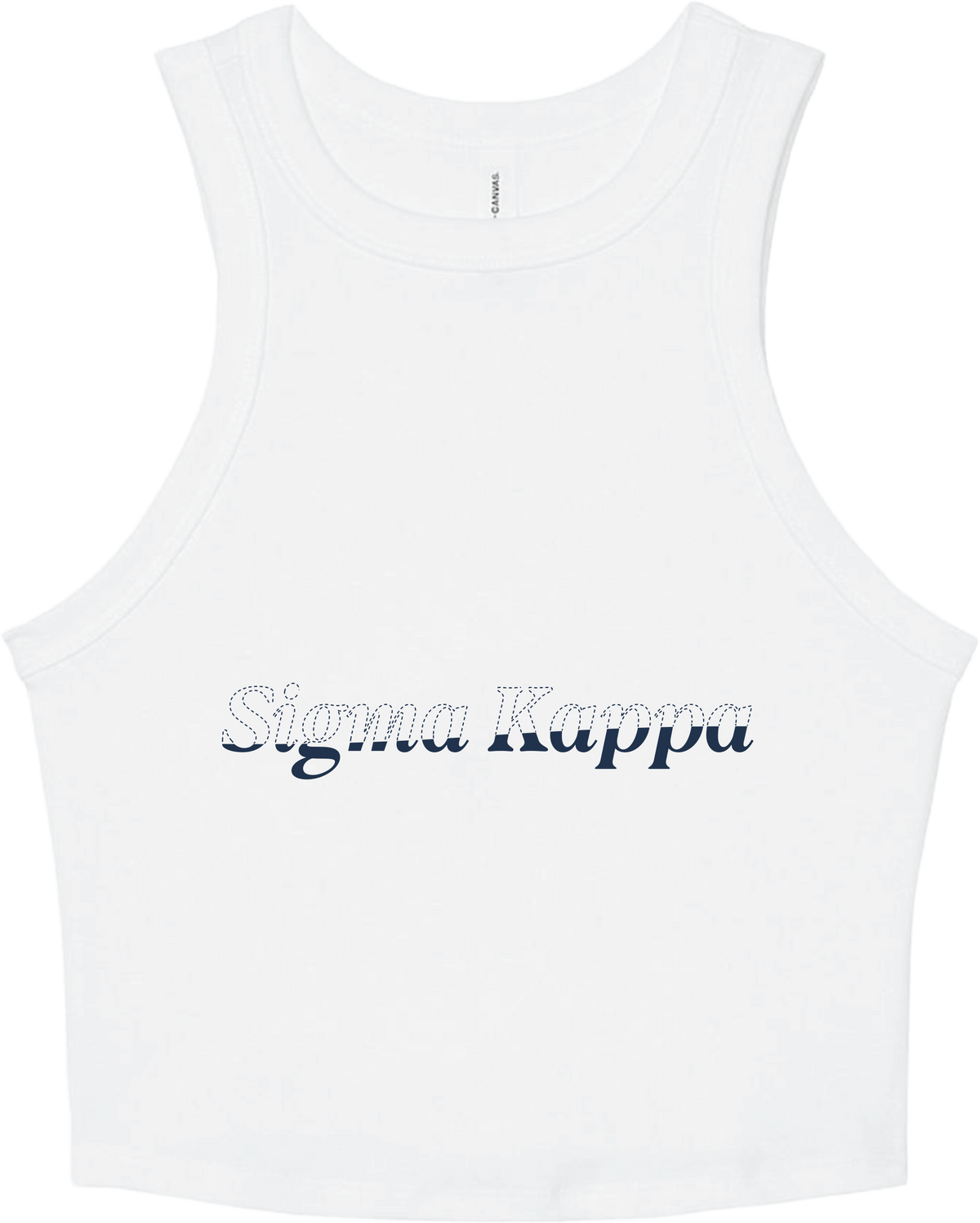 Sigma Kappa Stitched Outline Cropped Tanks