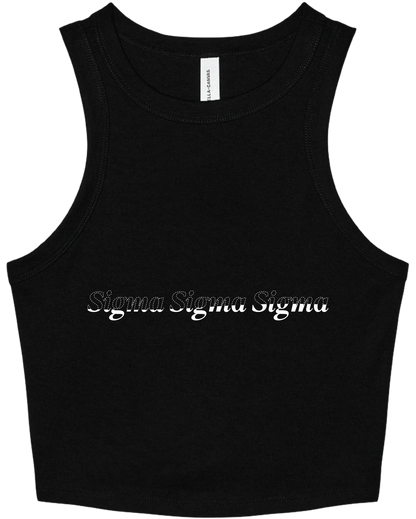 Sigma Sigma Sigma Stitched Outline Cropped Tanks
