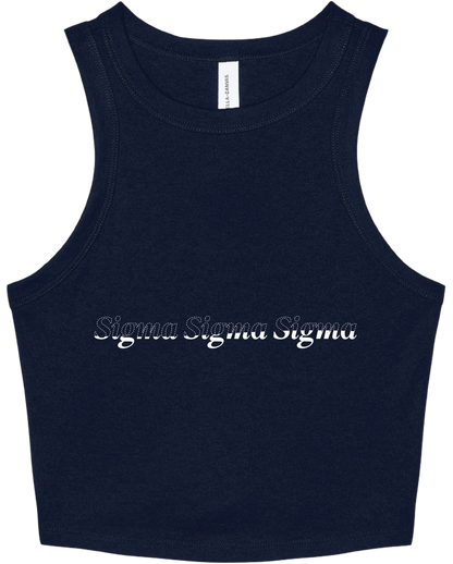 Sigma Sigma Sigma Stitched Outline Cropped Tanks