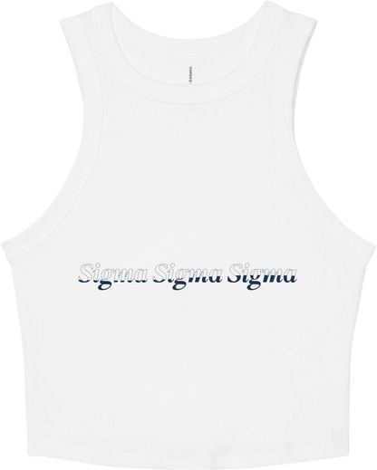 Sigma Sigma Sigma Stitched Outline Cropped Tanks