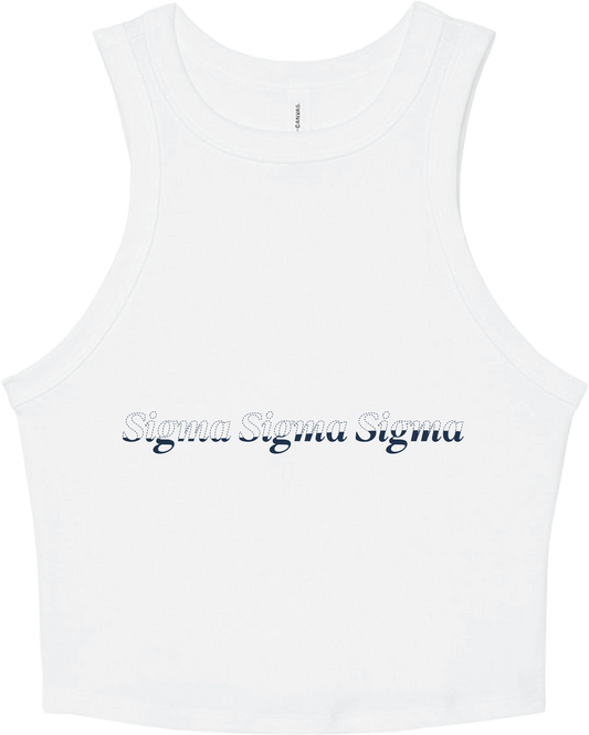 Sigma Sigma Sigma Stitched Outline Cropped Tanks