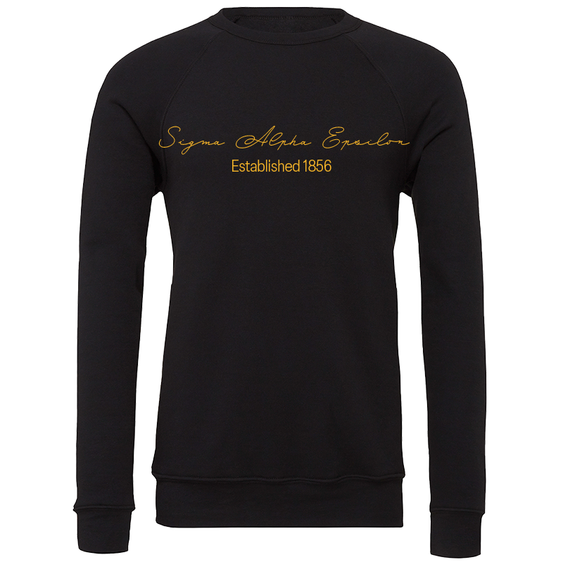 Sigma Alpha Epsilon Embroidered Scripted Name Crewneck Sweatshirts