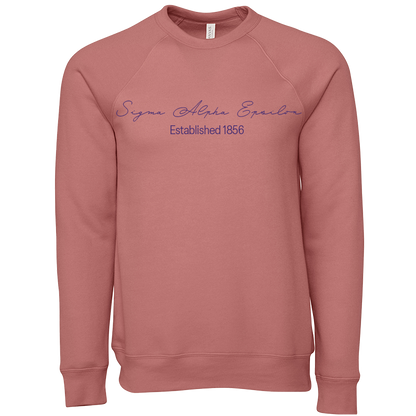 Sigma Alpha Epsilon Embroidered Scripted Name Crewneck Sweatshirts