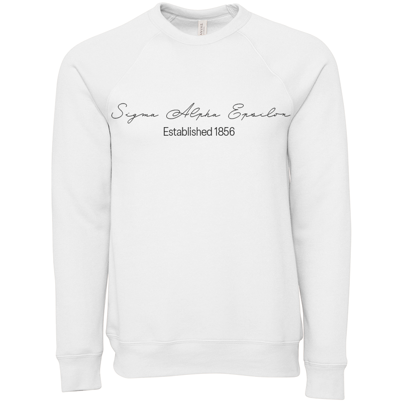 Sigma Alpha Epsilon Embroidered Scripted Name Crewneck Sweatshirts