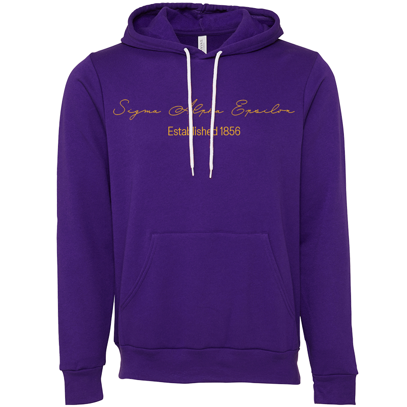 Sigma Alpha Epsilon Embroidered Scripted Name Hooded Sweatshirts