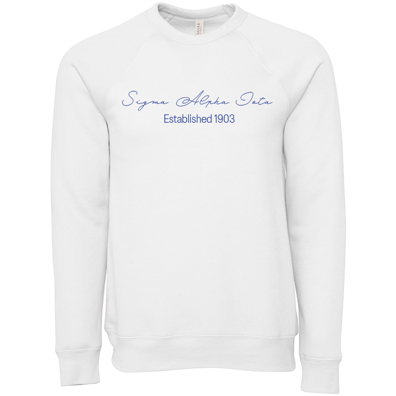 Sigma Alpha Iota Embroidered Scripted Name Crewneck Sweatshirts