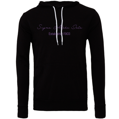 Sigma Alpha Iota Embroidered Scripted Name Hooded Sweatshirts