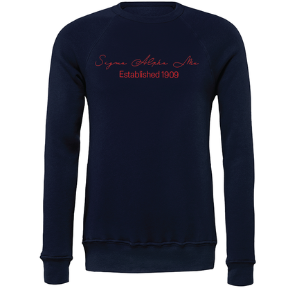 Sigma Alpha Mu Embroidered Scripted Name Crewneck Sweatshirts