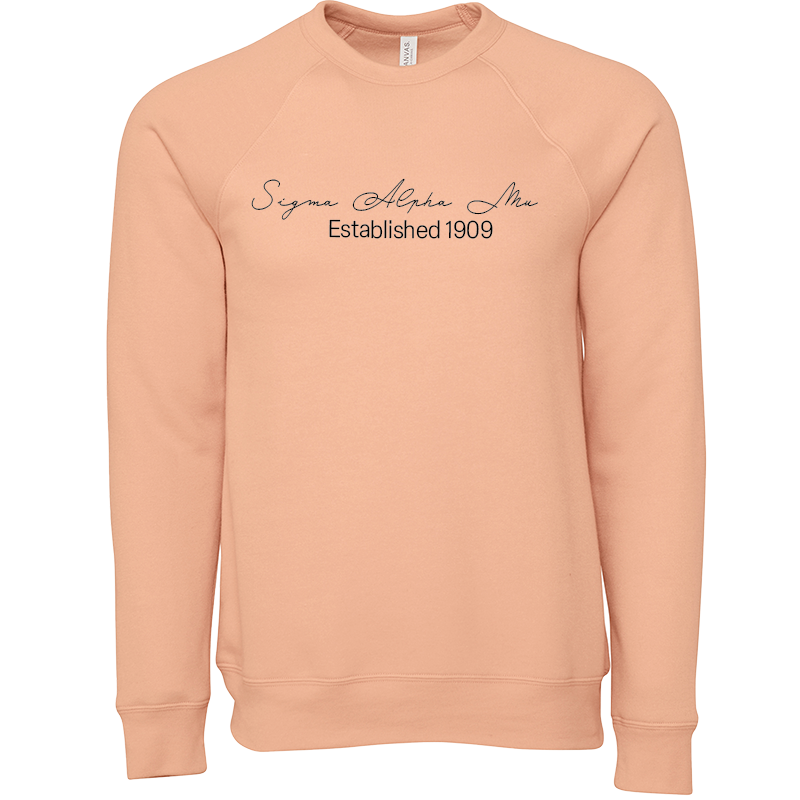 Sigma Alpha Mu Embroidered Scripted Name Crewneck Sweatshirts