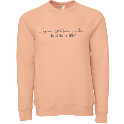 Sigma Alpha Mu Embroidered Scripted Name Crewneck Sweatshirts