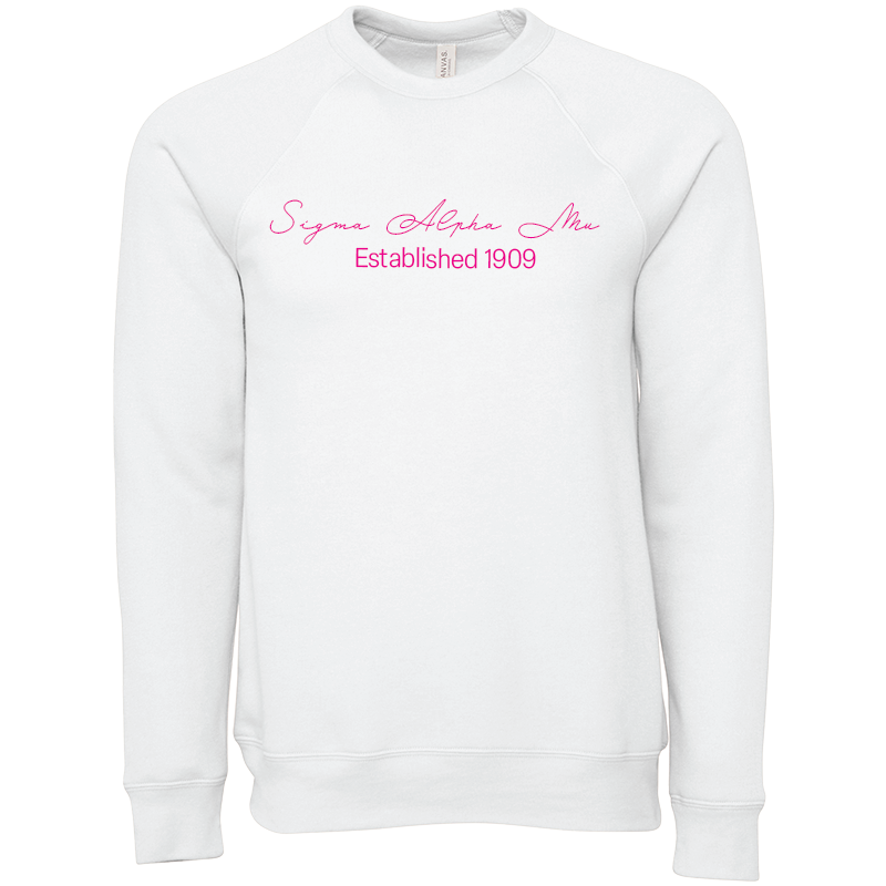 Sigma Alpha Mu Embroidered Scripted Name Crewneck Sweatshirts