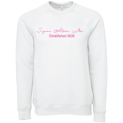 Sigma Alpha Mu Embroidered Scripted Name Crewneck Sweatshirts