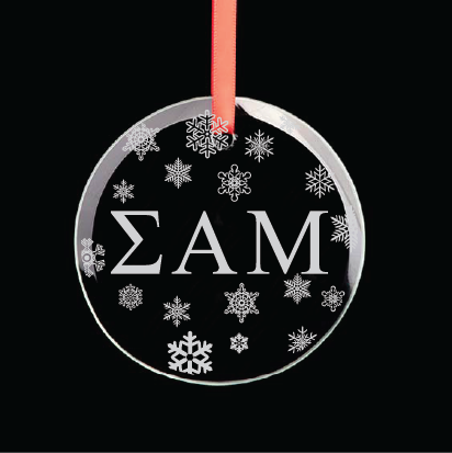 Sigma Alpha Mu Round Multi-Snowflake Ornament