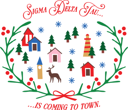 Sigma Delta Tau Christmas Village Cropped Hoodie