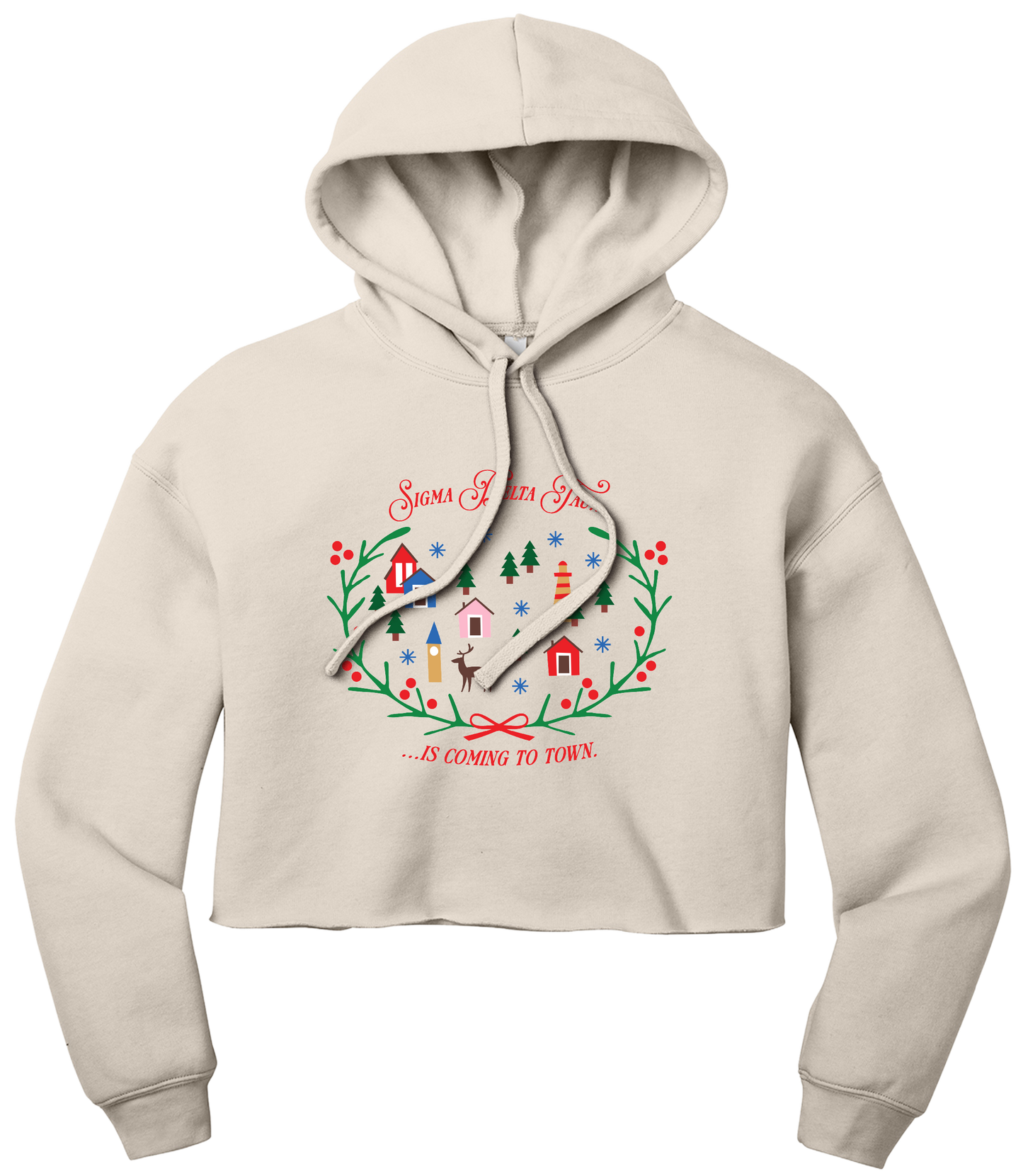 Sigma Delta Tau Christmas Village Cropped Hoodie