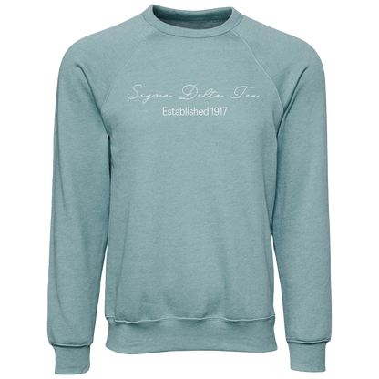 Sigma Delta Tau Embroidered Scripted Name Crewneck Sweatshirts