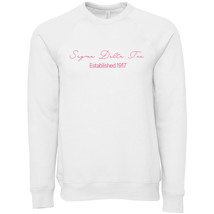 Sigma Delta Tau Embroidered Scripted Name Crewneck Sweatshirts