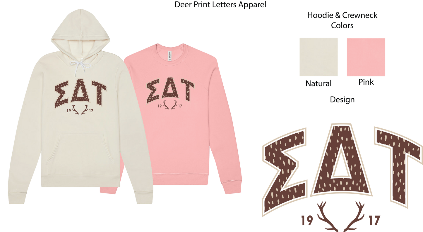 Sigma Delta Tau Fawn Print Varsity Hoodie