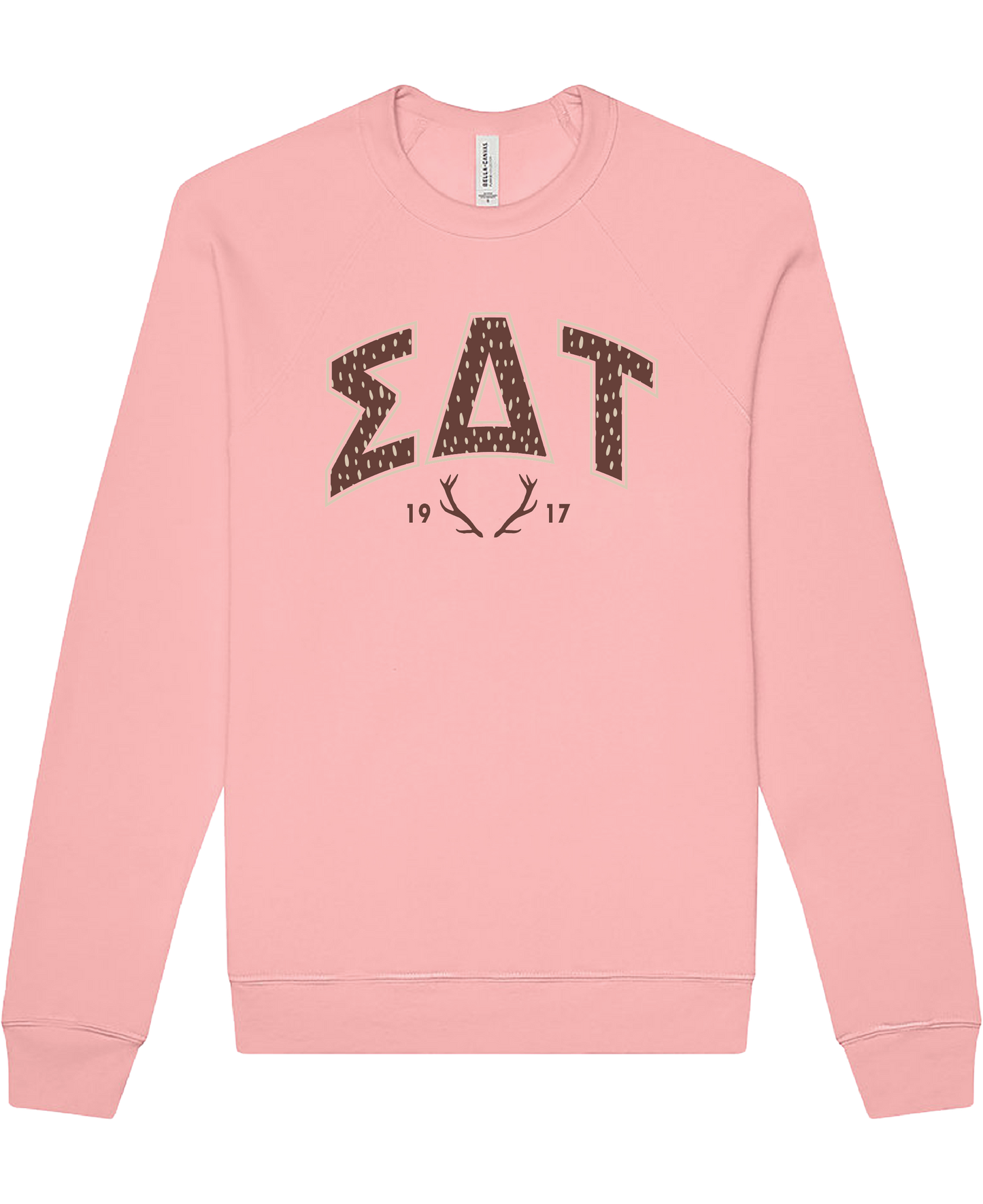 Sigma Delta Tau Fawn Print Varsity Crewneck