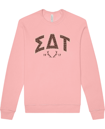 Sigma Delta Tau Fawn Print Varsity Crewneck
