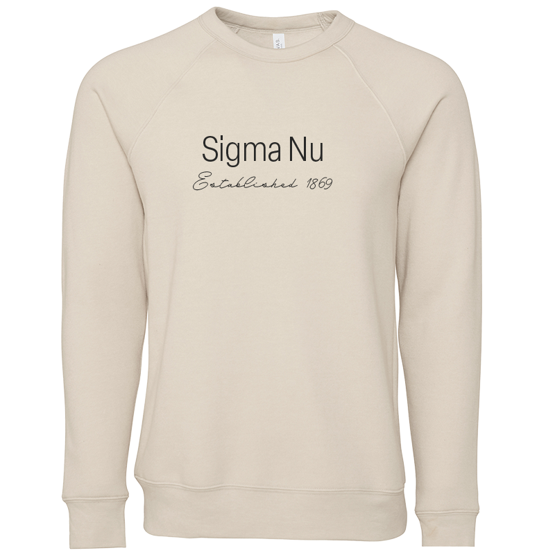 Sigma Nu Embroidered Printed Name Crewneck Sweatshirts