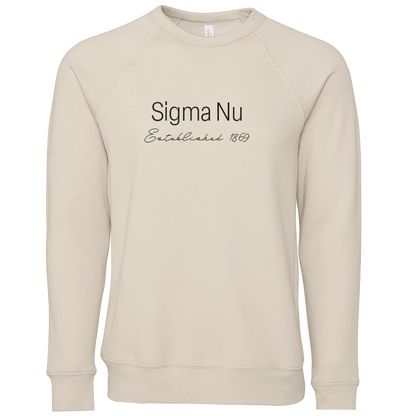 Sigma Nu Embroidered Printed Name Crewneck Sweatshirts