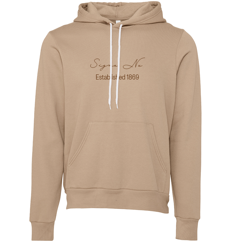 Sigma Nu Embroidered Scripted Name Hooded Sweatshirts