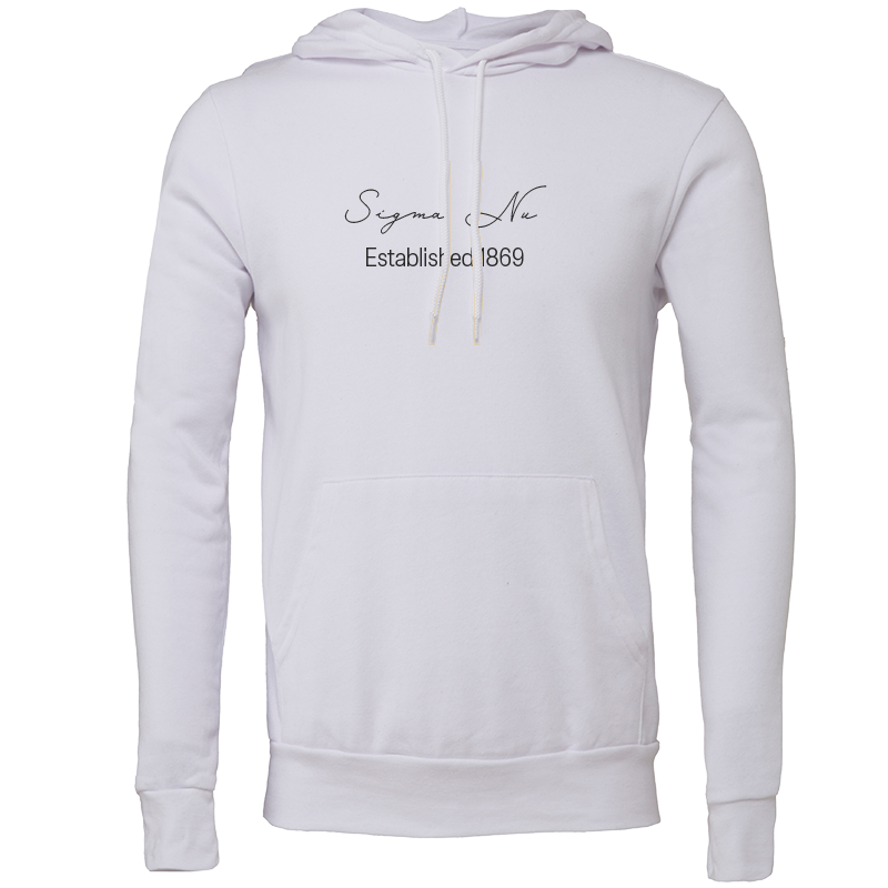 Sigma Nu Embroidered Scripted Name Hooded Sweatshirts