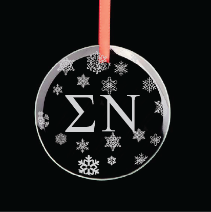 Sigma Nu Round Multi-Snowflake Ornament