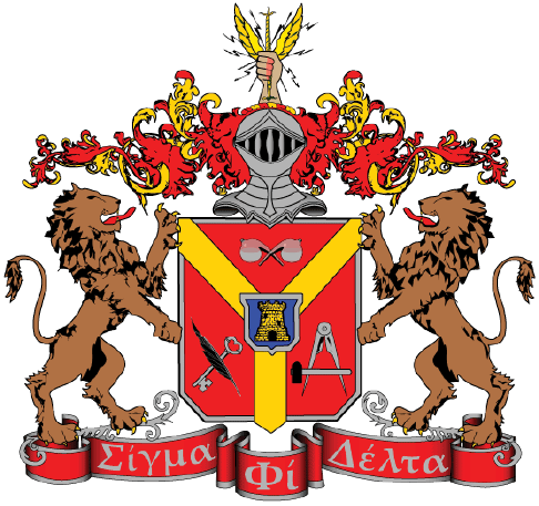 Coat of arms with two lions, a shield, and decorative elements on a white background