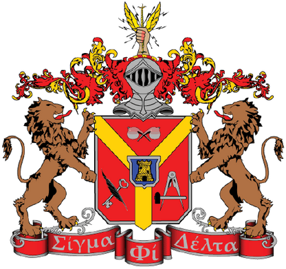Coat of arms with two lions, a shield, and decorative elements on a white background