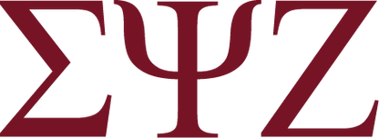 Sigma Psi Zeta Greek letter logo in red and white