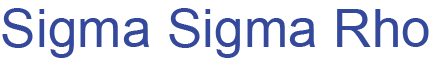 Text 'Sigma Sigma Rho' in blue on a white background