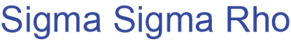 Text 'Sigma Sigma Rho' in blue on a white background