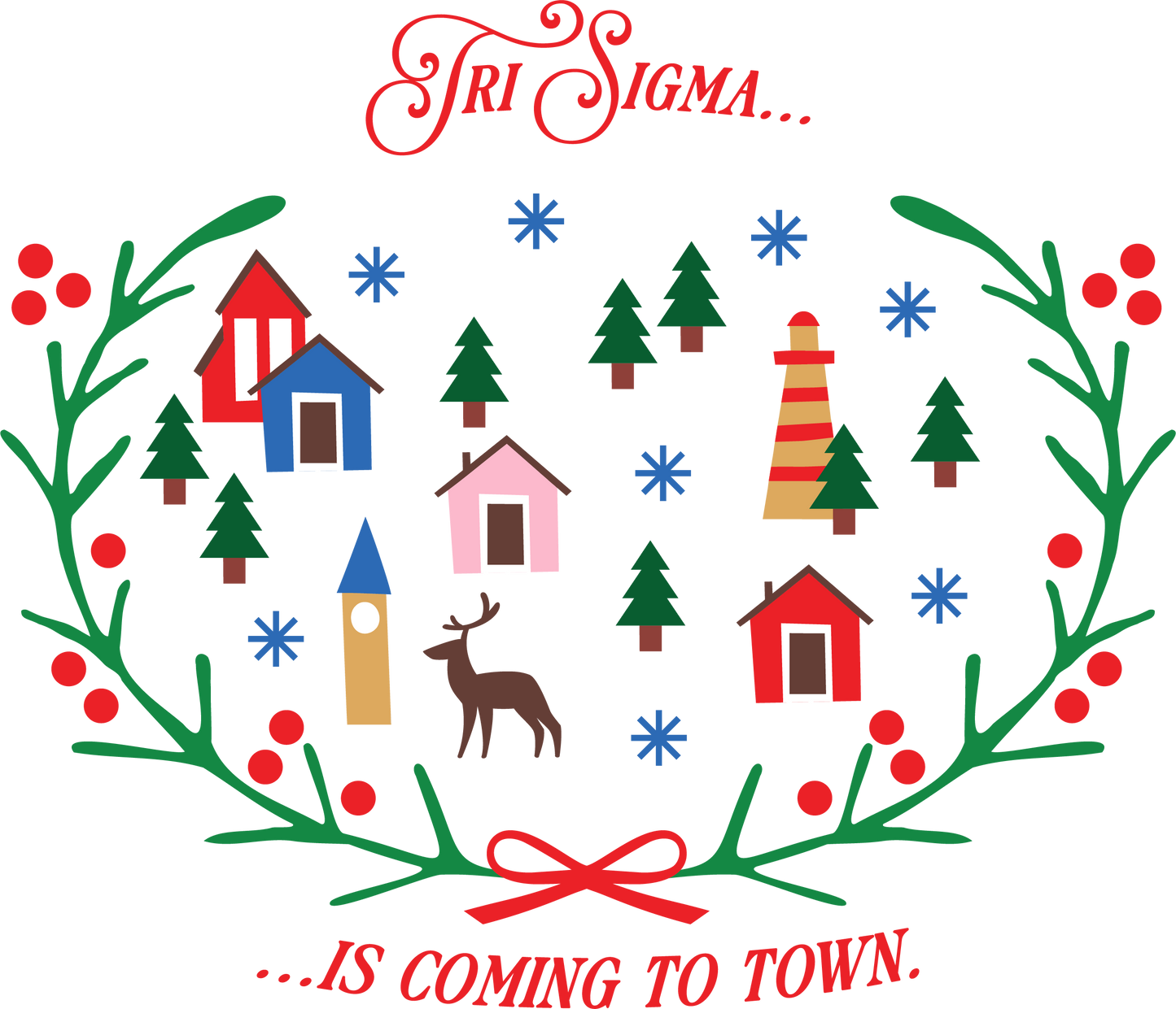 Sigma Sigma Sigma Christmas Village Cropped Hoodie