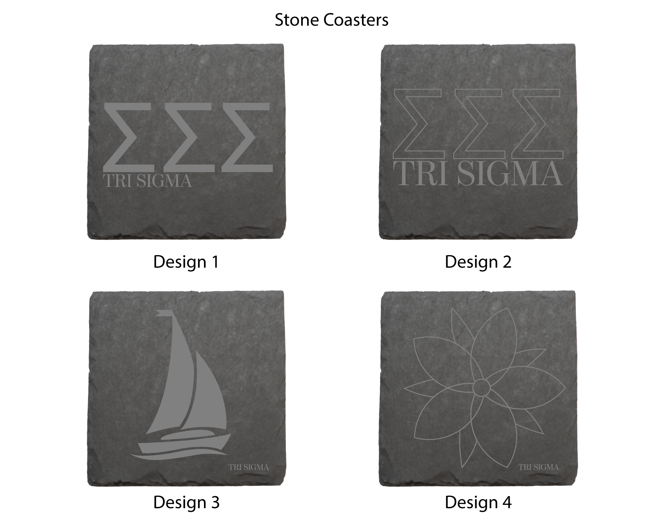 Sigma Sigma Sigma Stone Coasters - 4-Pack
