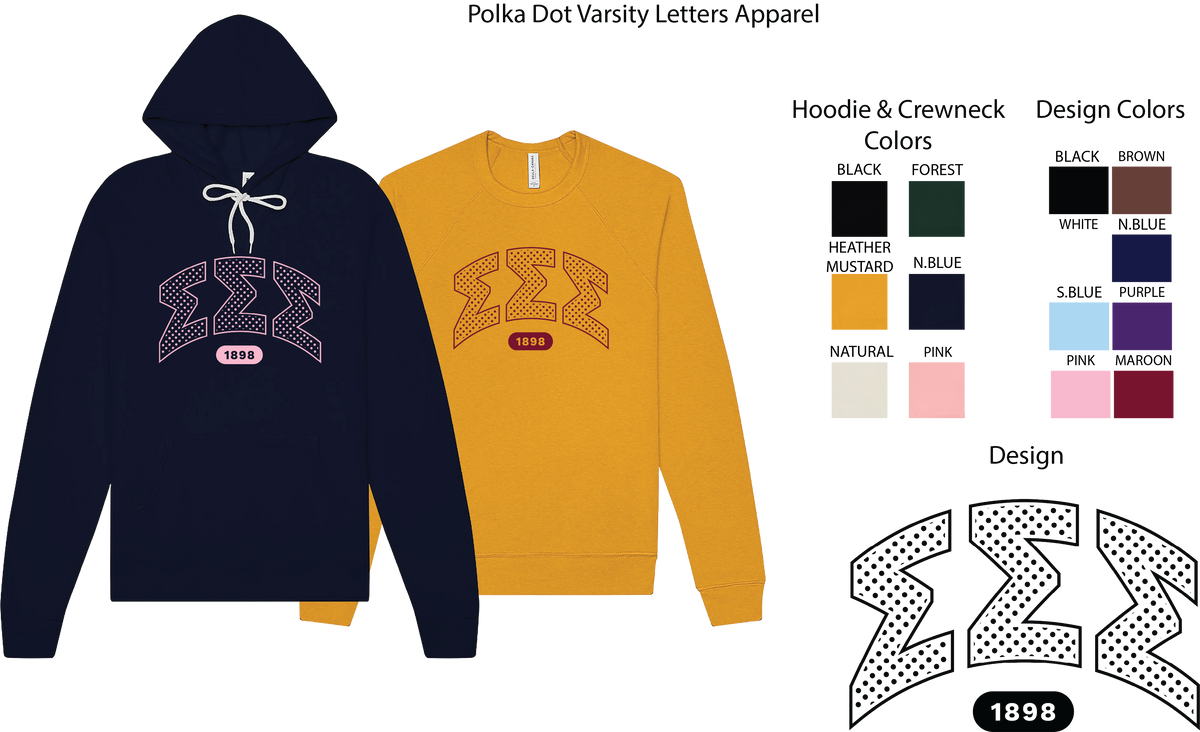 Sigma Sigma Sigma Varsity Polka Dot Hoodie