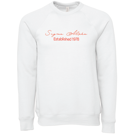 Sigma Alpha Embroidered Scripted Name Crewneck Sweatshirts