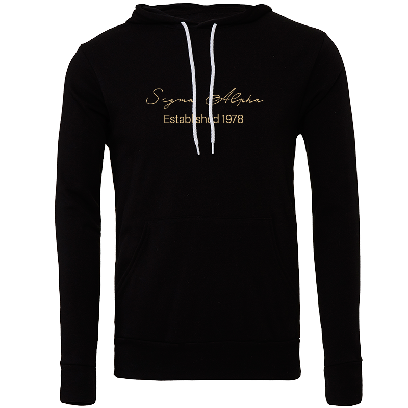 Sigma Alpha Embroidered Scripted Name Hooded Sweatshirts