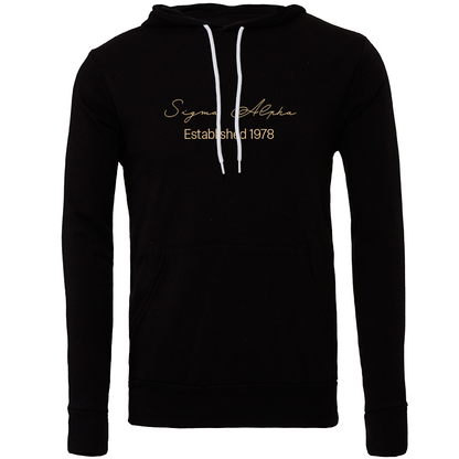 Sigma Alpha Embroidered Scripted Name Hooded Sweatshirts