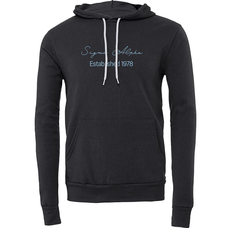 Sigma Alpha Embroidered Scripted Name Hooded Sweatshirts