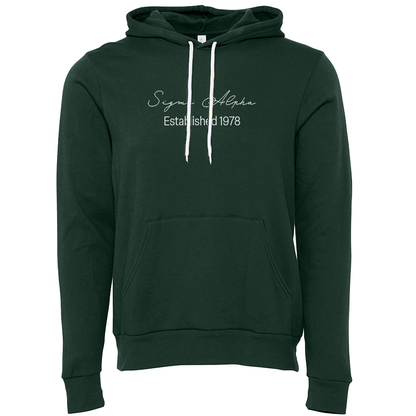 Sigma Alpha Embroidered Scripted Name Hooded Sweatshirts
