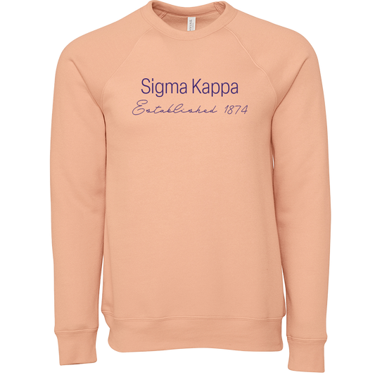 Sigma Kappa Embroidered Printed Name Crewneck Sweatshirts