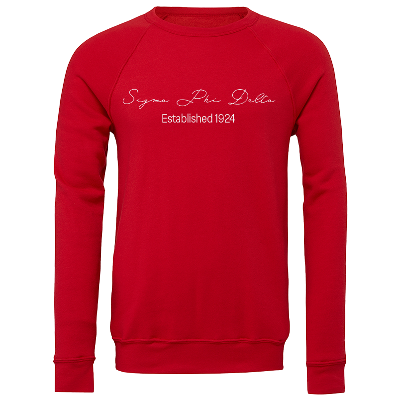 Sigma Phi Delta Embroidered Scripted Name Crewneck Sweatshirts