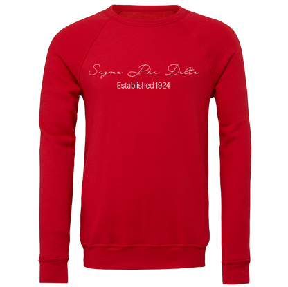Sigma Phi Delta Embroidered Scripted Name Crewneck Sweatshirts