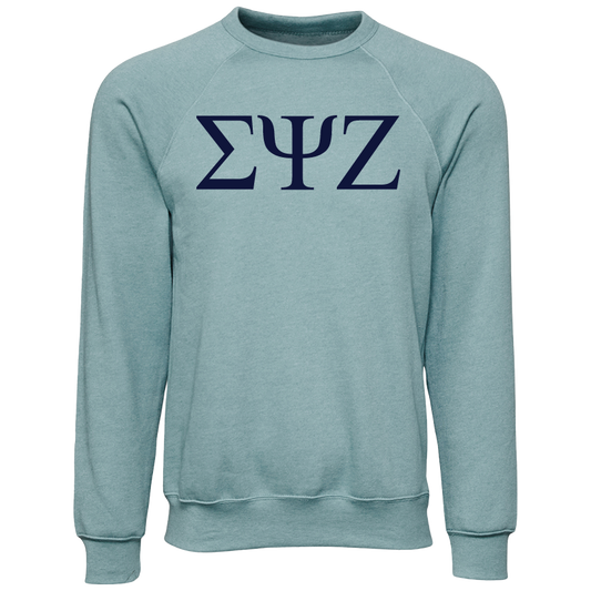 Sigma Psi Zeta Embroidered Lettered Crewneck Sweatshirts