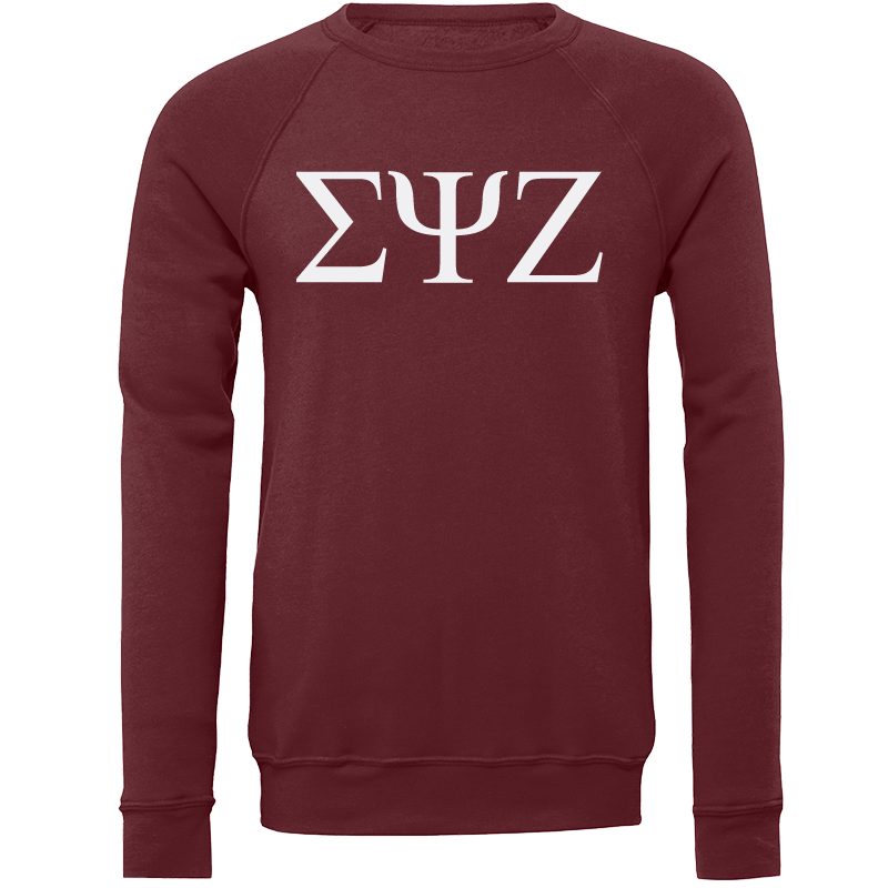 Sigma Psi Zeta Embroidered Lettered Crewneck Sweatshirts