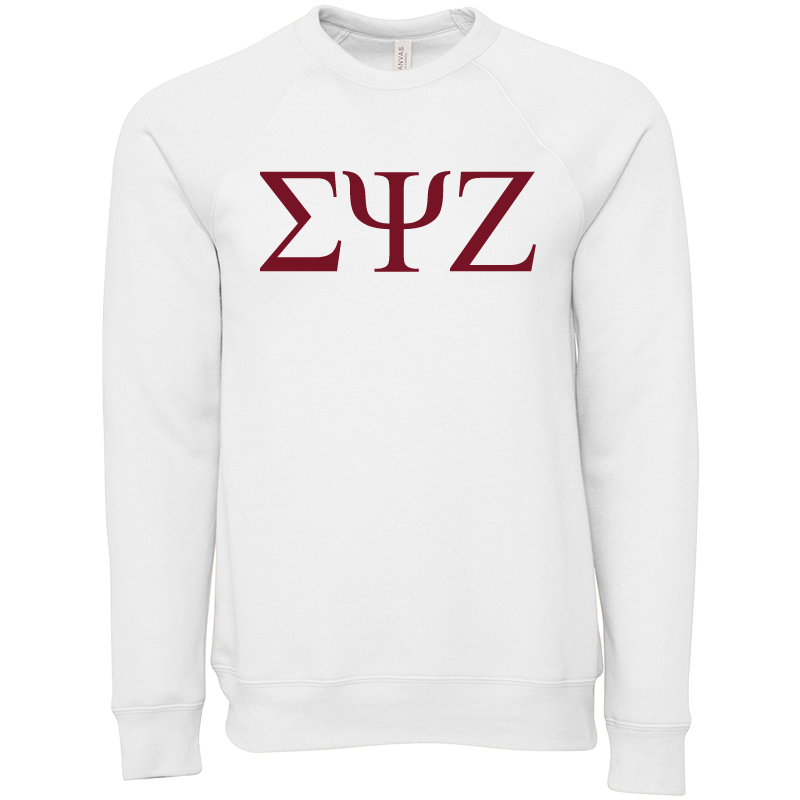 Sigma Psi Zeta Embroidered Lettered Crewneck Sweatshirts