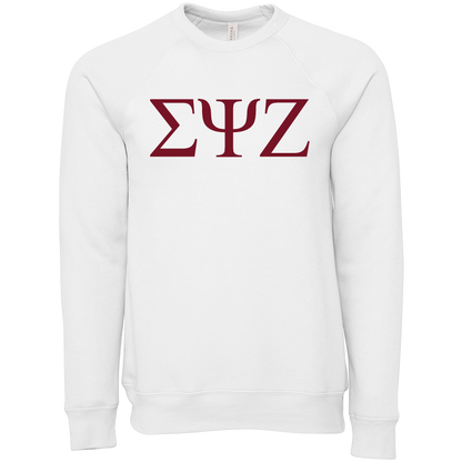 Sigma Psi Zeta Embroidered Lettered Crewneck Sweatshirts