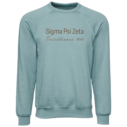 Sigma Psi Zeta Embroidered Printed Name Crewneck Sweatshirts